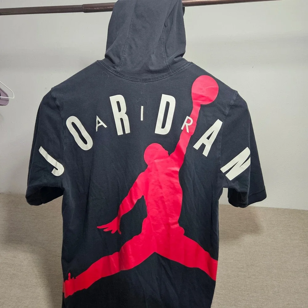 Jordan Hooded T-Shirt Mens Small Black Short Sleeve Jumpman AT4859-010